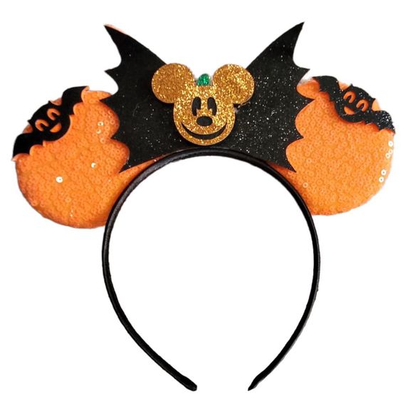 No Brand Accessories - New Disney Inspired Mouse Ears Headband Halloween Mickey Mouse Pumpkin Bat Wings
